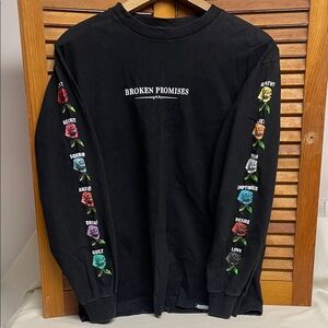 Broken Promises Black Graphic Crewneck Long Sleeve T